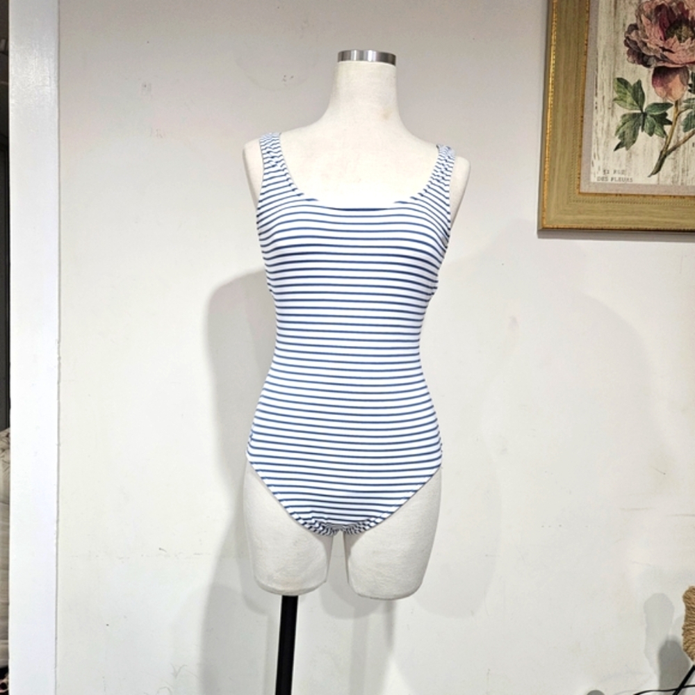 Polo by Ralph Lauren Blue and White Striped One Piece Swimsuit NWOT